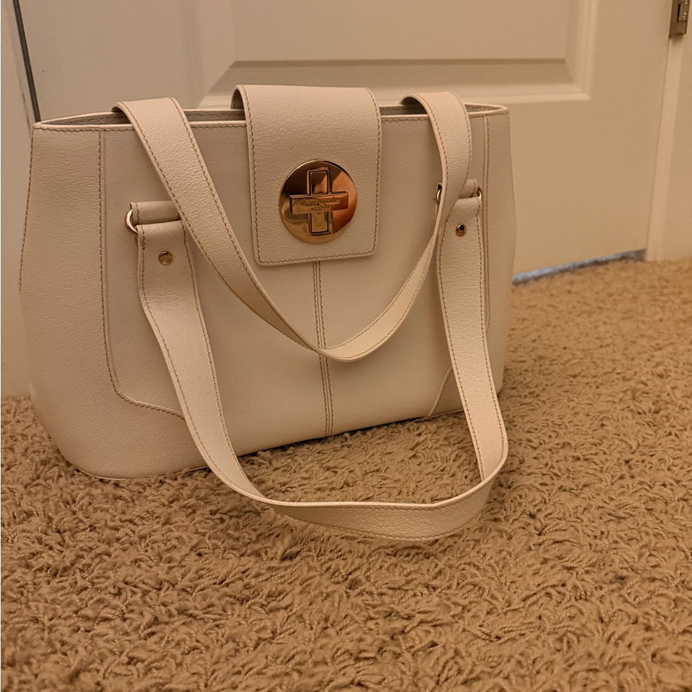 Classic Kate Spade White Handbag with Stitching—Crosby Collection? Tribeca?